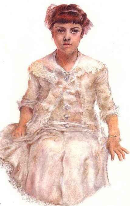 Sketchbook Study - Marie Loise Palleron study, coloured-pencil-sketch art by Jeremiah LeBlanc 2005